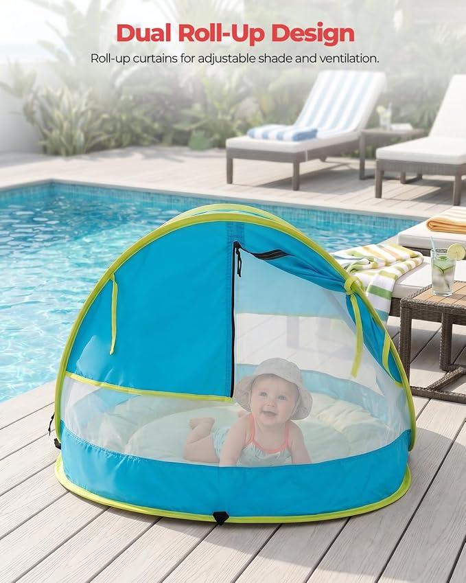 Poray Portable Baby Beach Tent with UPF 50+ Sun ShelterMosquito Net and Sunshade Ideal Pop Up Kids Travel Tent with Carry Bag &amp 2 StakesOutdoor Indoor Play and Sun Protection