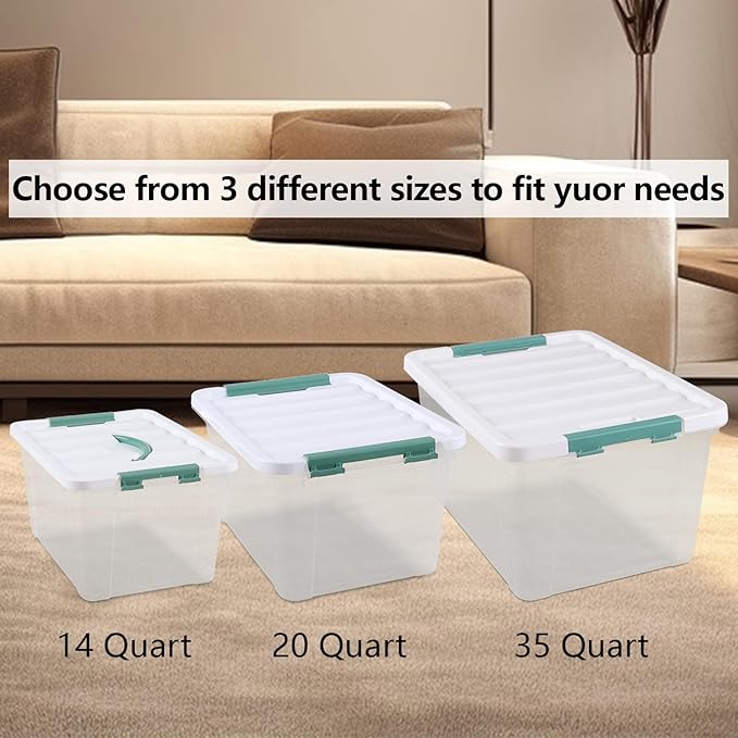 Xyskin 35 Quart Clear Large Storage Box Plastic Storage Bins Set of 6