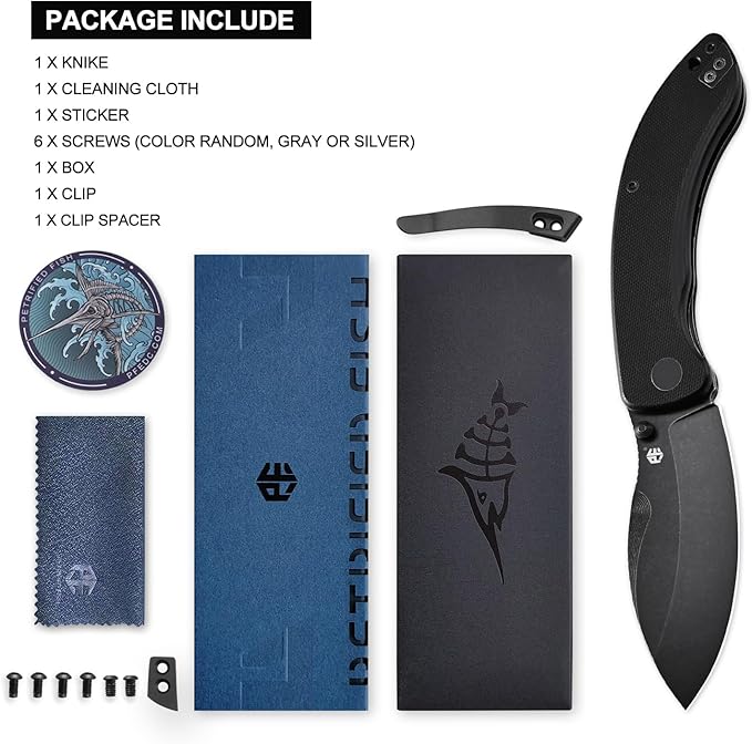 Petrified fish PFB06 Zonda Folding Knife3.74 14C28N Steel Black Stonewashed Blade G10 Handle Folding knife for EDC Camping Outdoor (Black Black Stonewashed)