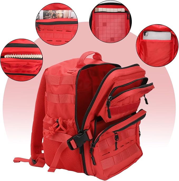 9L Mini Tactical Backpack for Men WomenSmall Military Tactical Backpack for SportGymHikingTravelCamping(Red)