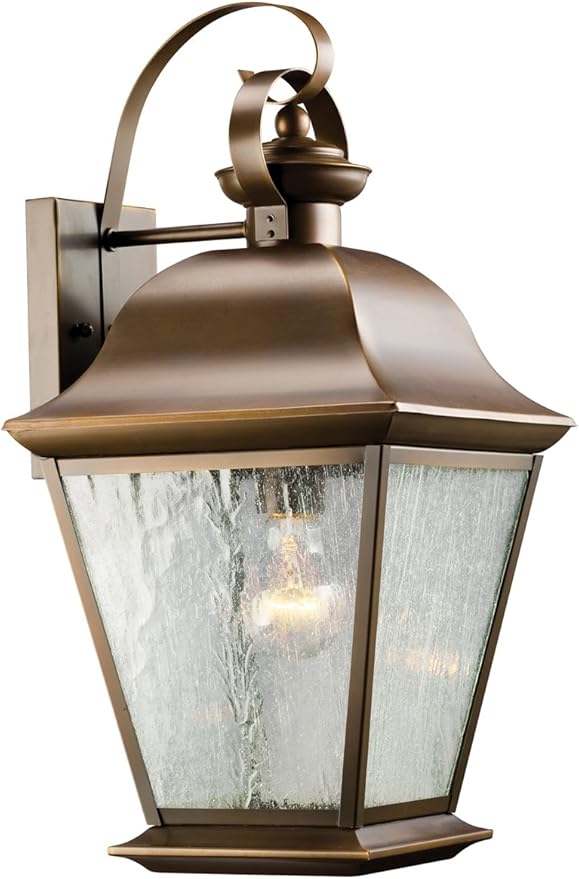 Kichler Mount Vernon 19.5 1 Light Outdoor Wall Light with Clear Seeded Glass in Olde Bronze®