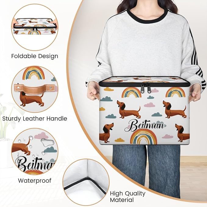 Storage-Bins with Lids Handle Customized Stackable-Storage-Bin for Kids-Boys-Girls-Toys Cube Collapsibl Basket Dog