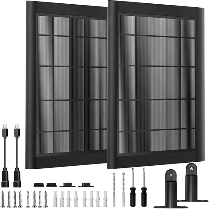 5W Solar Panel Charger with 3500mWh Internal Battery Compatible with Blink Outdoor 4 (4th Gen)/Blink (3rd Gen) XT3 &amp Blink XT/XT2 Camera10Ft Outdoor Power Cable and Adjustable Mount (2Pack-Black)