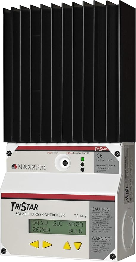 Morningstar TriStar 45A PWM Solar Charge Controller (TS-45) - Solar Panel Regulator for 12/24/36/48V LA/Li Batteries Load/Diversion Control Data/Comms FCC Comp. 5 Year WTY - Designed in The USA