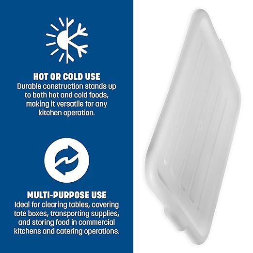 Carlisle FoodService Products N4401202 Comfort Ergonomic Wash Basin Tote Box Lid Universal White (Pack of 12)
