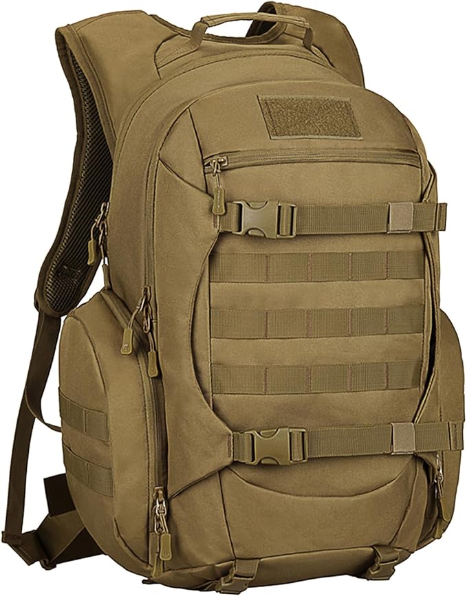 Tactical Travel Backpack Large Military Tactical Assault Pack 3 Day Heavy Duty Camping Rucksack 45L Hiking Bags (Khaki)