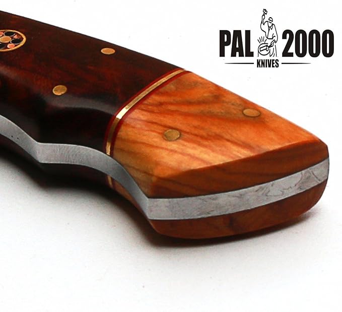 PAL 2000 KNIVES Custom Handmade Damascus Steel 10.4 Inches Skinner Knife - Wood Handle with Sheath 8998