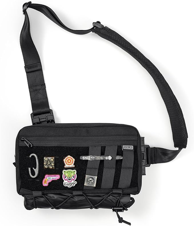 TACTICAL_GEEK Cache L3C EDC Sling Bag Chest Lightweight Shoulder Daypack Travel Hiking Concealed Carry Crossbody Bag Tactical Backpack Hiking Ambidextrous Strap (1000D-Black)