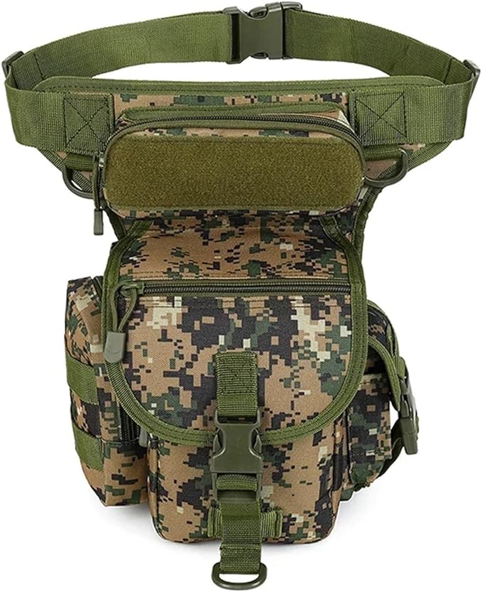 Tactical Drop Leg Bag Tool Fanny Thigh Pack Leg Rig Military Motorcycle Camera Utility Pouch(Jungle Digital)
