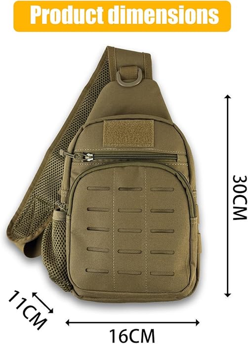 Tactical Crossbody Bag With Water Bottle Holder MOLLE Sling Pack EDC Tool Handbag for Men for Travel Daily Commute