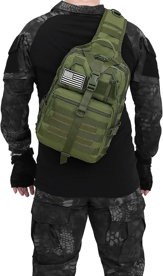 ATBP Tactical Sling Pack Big Crossbody Backpack Over Shoulder Bag Military for Men Hiking Outdoor Sport Gym