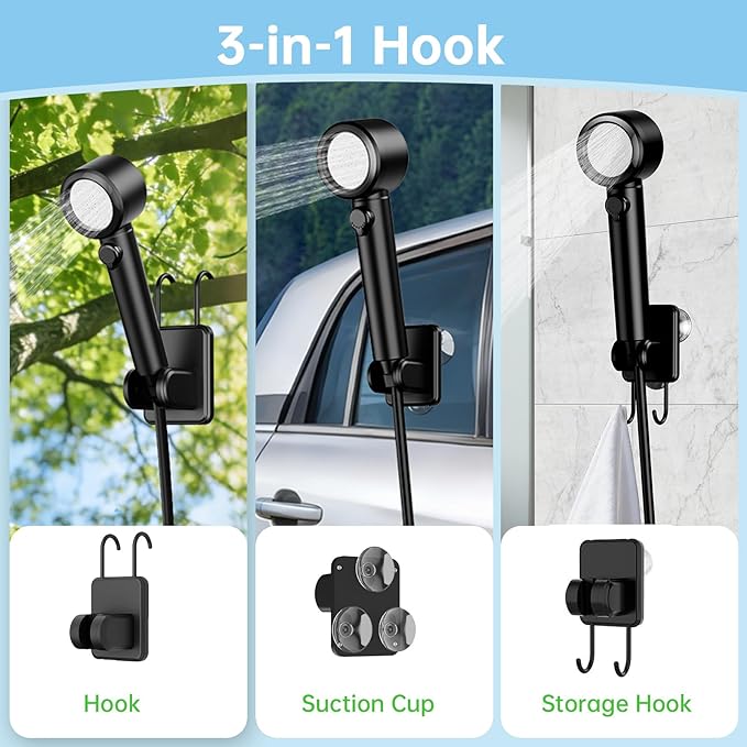 8000mAh Portable Camping Shower Upgrade Rechargeable Electric Shower Pump with 5 Gallon Bucket Intelligent LED DisplayPortable Shower for Outdoor