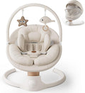 Baby Swings for Infants FasonBaby Electric Baby Swing with 10 Preset Melodies 5 Speeds Remote Control and Bluetooth - Portable Infant Swing for Indoor and Outdoor(Beige)