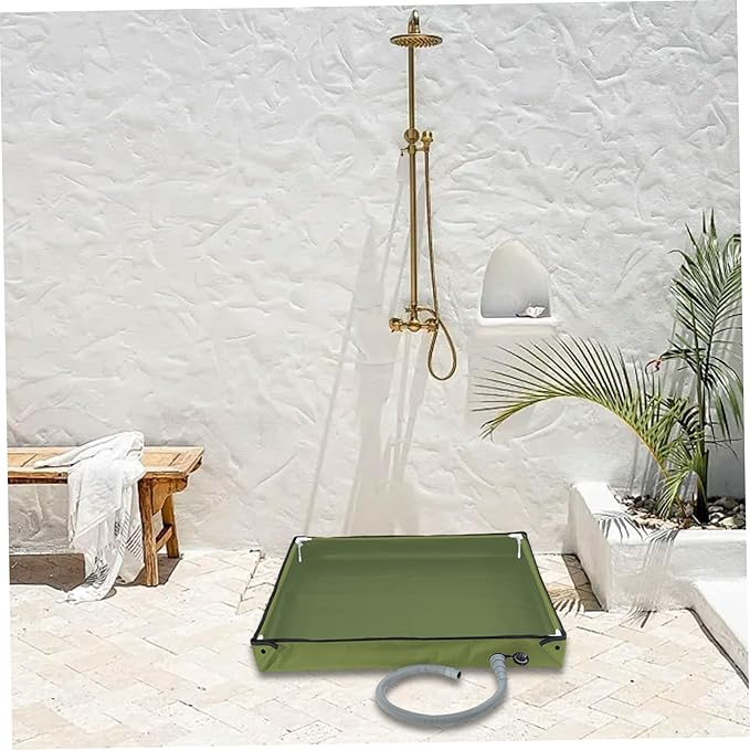 Portable Shower Pan 31.5x31.5x3.9 Inch Foldable Outdoor Shower Floor with Detachable Drain Pipe Ideal for Camping Garden Sand Toy Pet Car