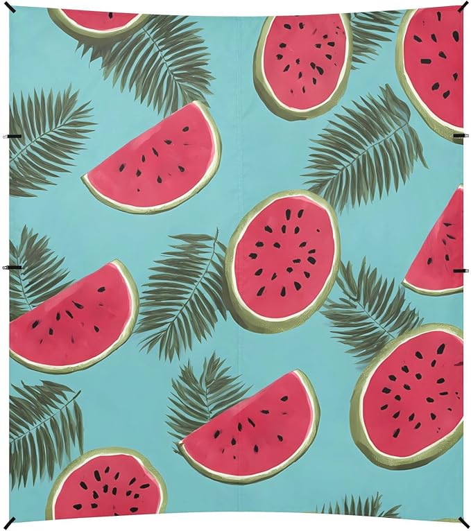 ALAZA Watermelon Palm Leaves Pattern Beach Tent Sun Shelter Portable Canopy Sunshade for Outdoor Camping Picnics Backyard Fun 10x9 ft