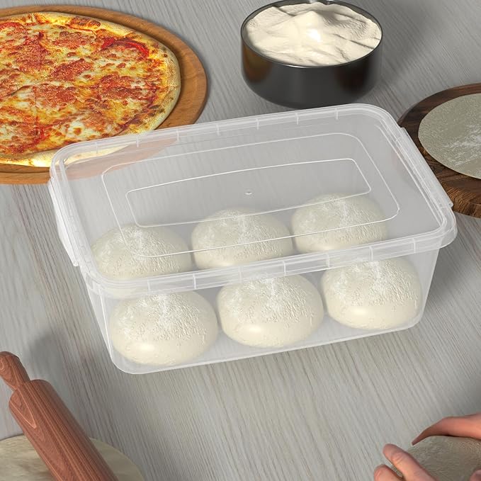 14 Quart Plastic Storage Box Clear Dough Rising Box with Lid Pizza Dough Proofing Containers 4 Packs