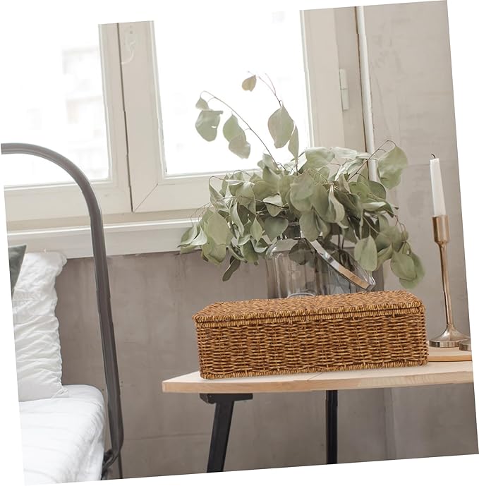 ULTECHNOVO Organizing Baskets for Home Imitation Rattan Decorative Storage Bin Lids