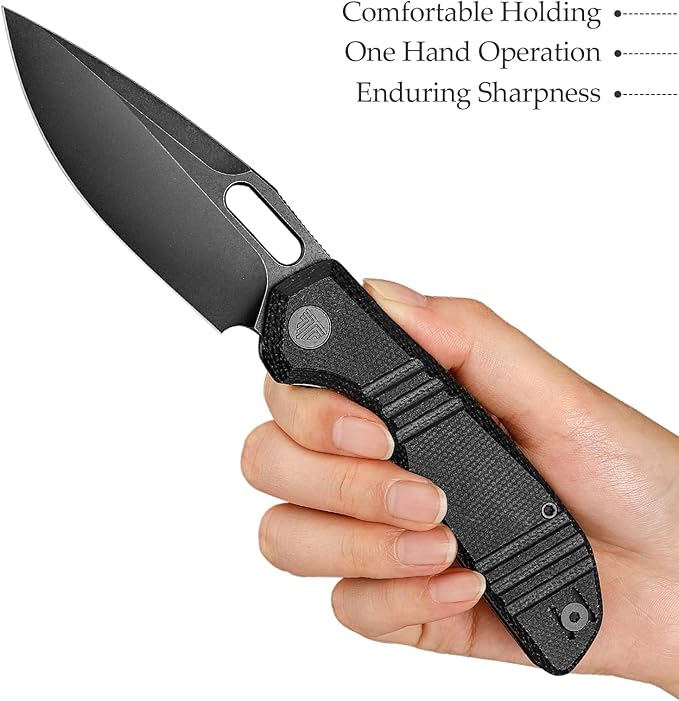 TRIVISA Gecko Folding Pocket Knife 3.4 14C28N Steel Blade Micarta Handle EDC Knife with Pocket Clip for Men Women Camping Survival HikingGecko-BM