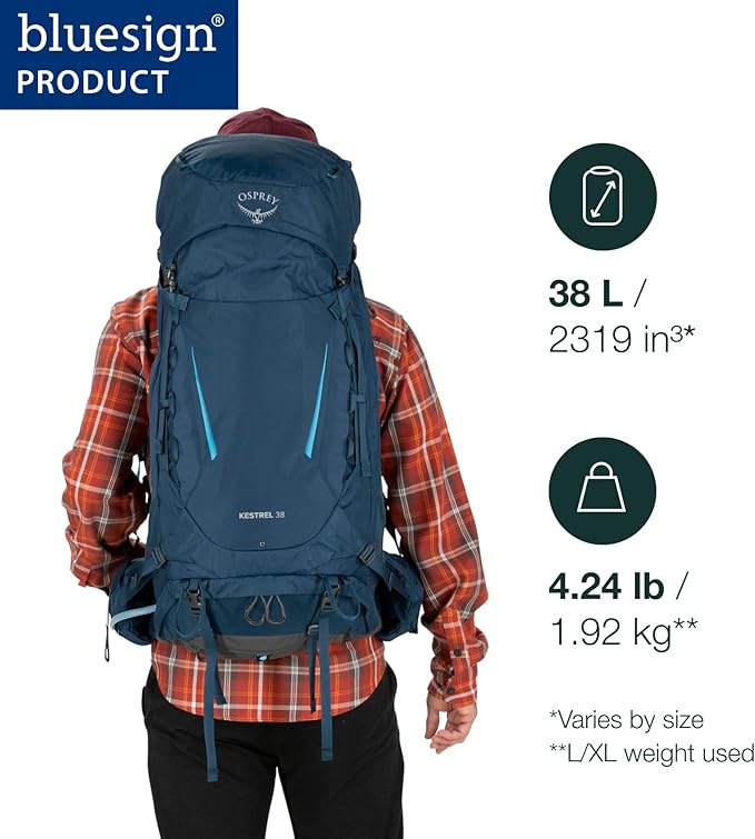 Osprey Kestrel 38L Men's Backpacking Backpack Black L/XL