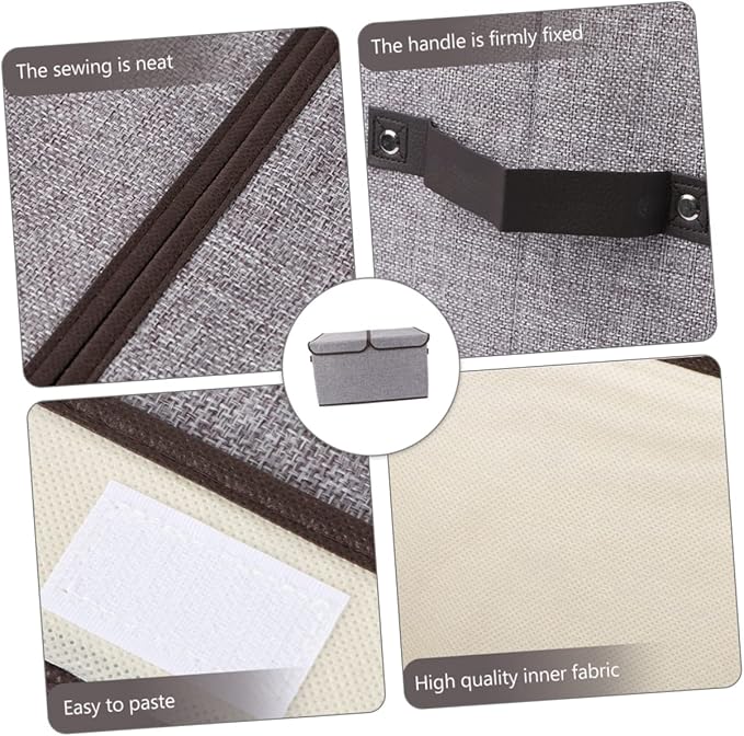 Foldable Storage Bin Double Lids Cotton Linen Organizer for Home Office Nursery Capacity Storage Box Handles for Toys Clothes