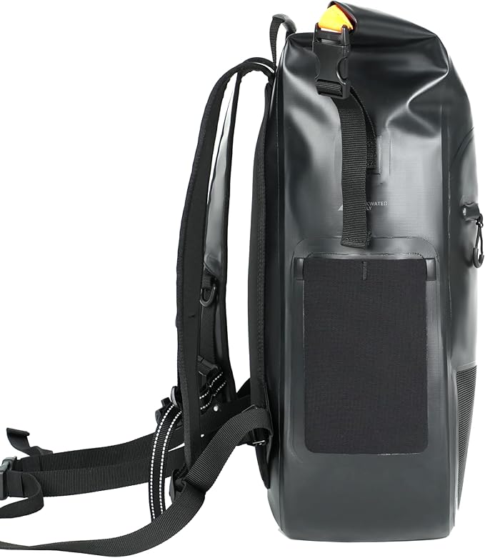 Breakwater Supply™ Meanhigh Dry Bag Waterproof Rolltop Backpack 25L Medium/Large for Water Sports Moto Hiking Camping with Lightweight Fast-Drying Padding (Black)