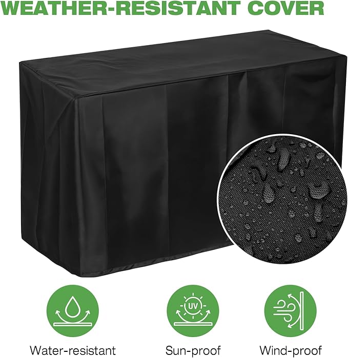 Hykolity 42 Inch Gas Fire Pit Table 60000 BTU Propane Pits for Outside with Steel Lid and Waterproof Cover 2 in 1 Firepit Table Gatherings Parties on Patio Deck Garden Backyard Black