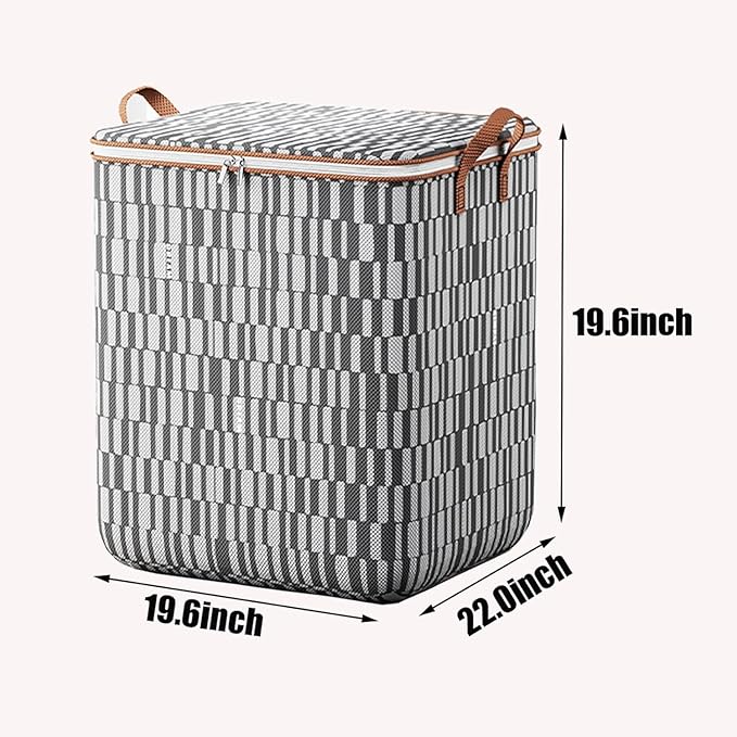 3 Pack Storage Bag for Clothes Foldable Closet Organizers Storage Containers Clothes Storage Bins with lids with Durable Handles Thick Fabric for Blanket Comforter Clothing Bedding (140L)
