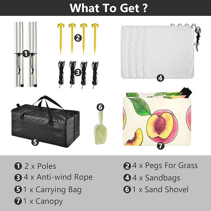xigua Peach Beach Tent Sun Shelter with Carrying Bag - Silver Coated Oxford Fabric Beach Canopy for Beach Camping Fishing - Includes Windproof Ropes Sandbags &amp Stakes