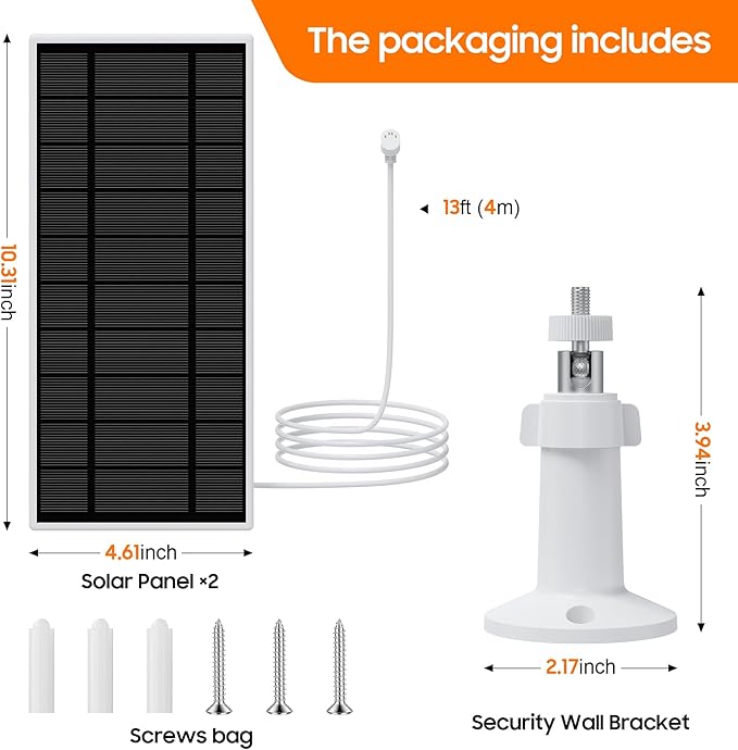 Solar Panel for Google Nest Camera 2Pack Upgraded Solar Power Charger for Google Nest Cam Indoor &amp Outdoor(Battery Version) Flexible Solar Panels with IP65 Waterproof 13.1Ft Charging Cable