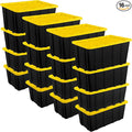 Sterilite 16-Pack Industrial Tote Plastic Storage Container Bins with Lids 38 Gallon - Heavy-Duty Organizing Containers for Closet Bathroom and Office
