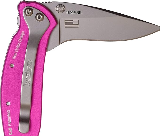 Kershaw Chive Pink Pocket Knife 1.9 420HC Steel Blade 410 Stainless Steel Handle Assisted Opening with Flipper Small EDC
