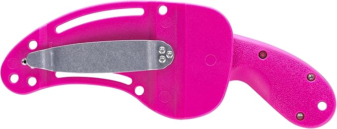 CRKT Bear Claw Fixed Blade Knife with Sheath: Rafting Rescue Self-Defense Serrated Blade with Blunt Tip Pink Glass-Reinforced Nylon Handle Positive Sheath Lock 2511F