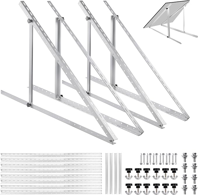 2 Sets 45 inch Adjustable Solar Panel Brackets Foldable Tilt Mount Brackets Suitable for 2-4pcs 100 200 300 400 Watt Solar Panel for Roof Boat RV and Off-Grid