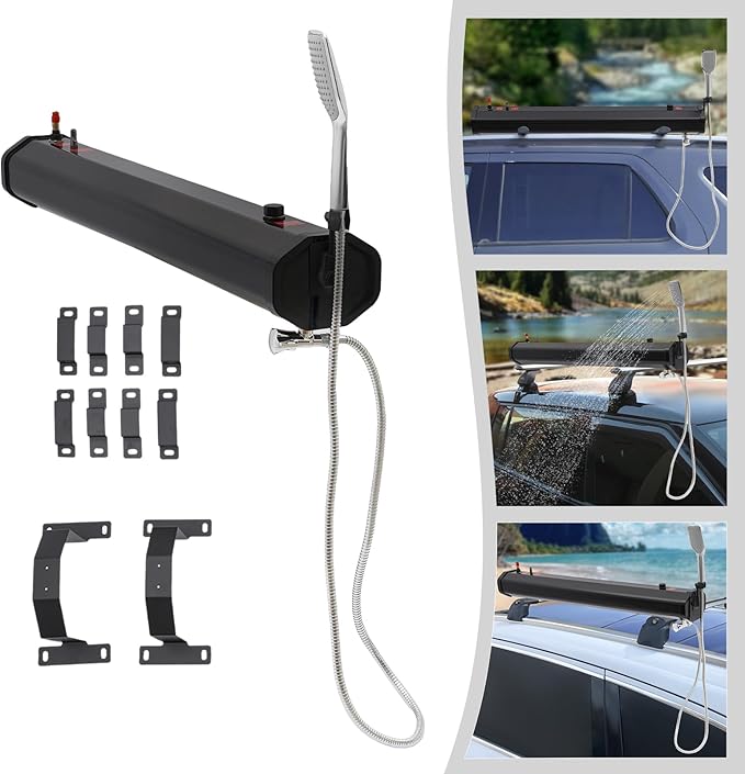 DKSLALALI 5.28 Gallon Pressurized Water Tank Portable Roof-Rack Shower for Off-Road Vehicles Water Storage Mount for Camping Shower