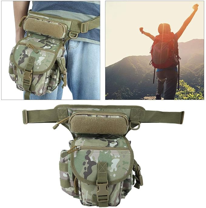 Oxford Cloth Drop Leg Bag Reporter Pouch Multifunctional Photography Leg Bag with Quick Access Pockets Durable 900D Oxford Fabric for Sports Outdoor Activities (CP (spot) One Size)