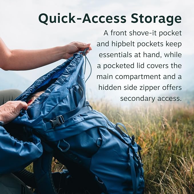 Osprey Kestrel LT 45L Men's Backpacking Backpack - Lightweight Hiking &amp Camping Bag with Waterproof Raincover Moss Green