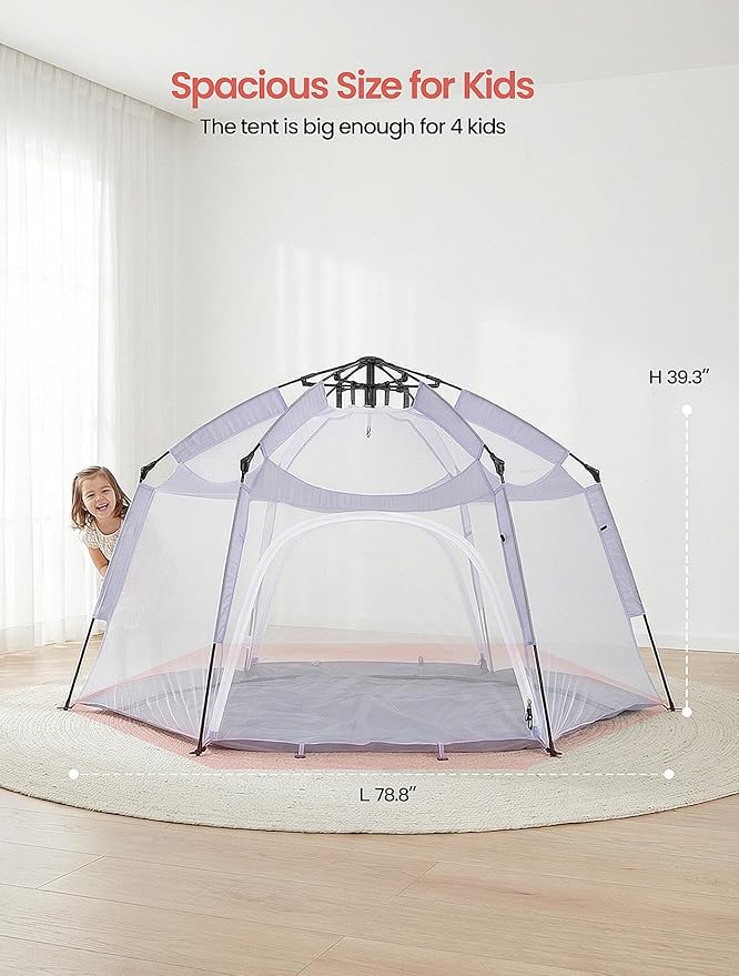 Porayhut Large Pop Up Play Tent for Kids 78 Instant Toddler Playhouse with Removable Floor &amp UV50+ Sun Shade 360° Mesh Mosquito-Free Tent for Indoor Outdoor Beach Backyard Fits 4 Kids