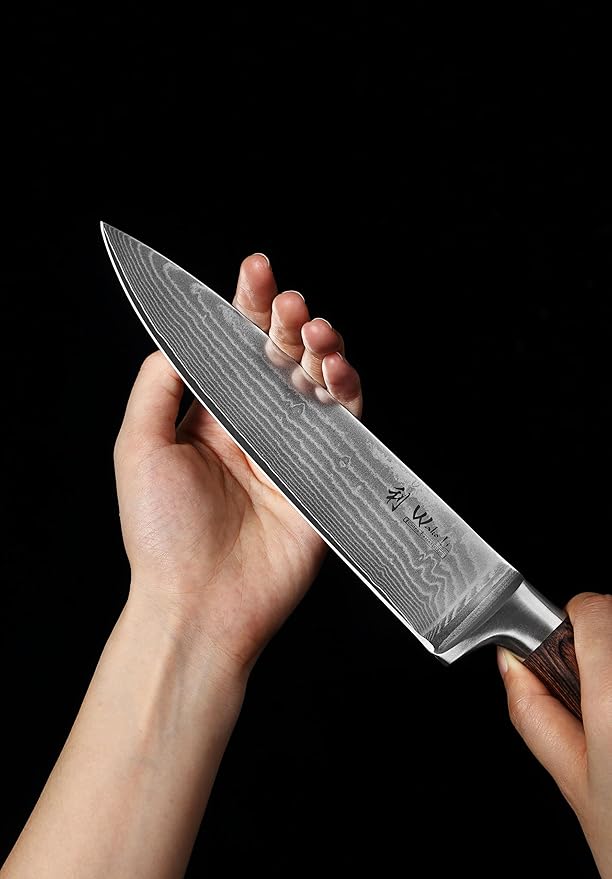 Wakoli EDIB 5-Piece Damascus Knife Set Professional Kitchen Knives made of 67-Layer Damascus Steel with VG10 Core Blades Ergonomic Pakkawood Handles In Wooden Gift Box