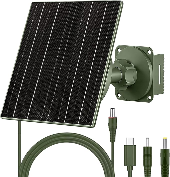 FUTUREZEN 10W Solar Panel for Trail Cameras DC &amp USB-C Solar Charger with 10400mAh Battery 6V/12V Adjustable Output IP66 Waterproof 9.8ft Cable