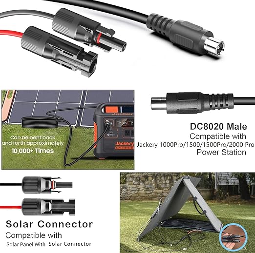 for Jackery 1000 V2/2000 V2/E1500/E2000 Pro Extension Cable16.5Ft Solar-to-8020 Extension Cord fit Renogy EF bluetti Solar Panel to Jackery Explorer Pro &amp Plus Series Portable Power Station Gener
