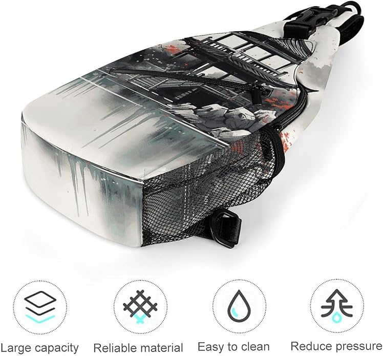 Chest Bag Chest Bag for Men Tactical Running Chests Pack Outdoor Sports Chests Bag Chinese Ink Painting Sling Backpack Women Suitable for Hiking Running Cycling And Shopping