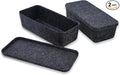 Welaxy Hide Storage stackable Lidded drawer organizer bin desktop long shape organize for junk makeup stationery pens 2-piece set (Charcoal)