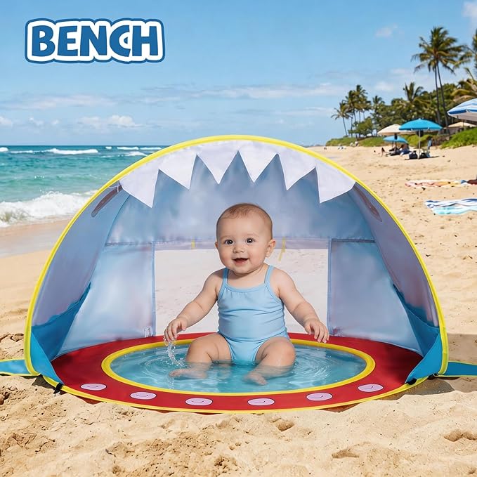 Baby Beach Tent - Shark Pop Up Beach Tent Sun Shade for Beach Portable Shade Pool UV Protection Sun Shelter for Outdoor Travel Camping