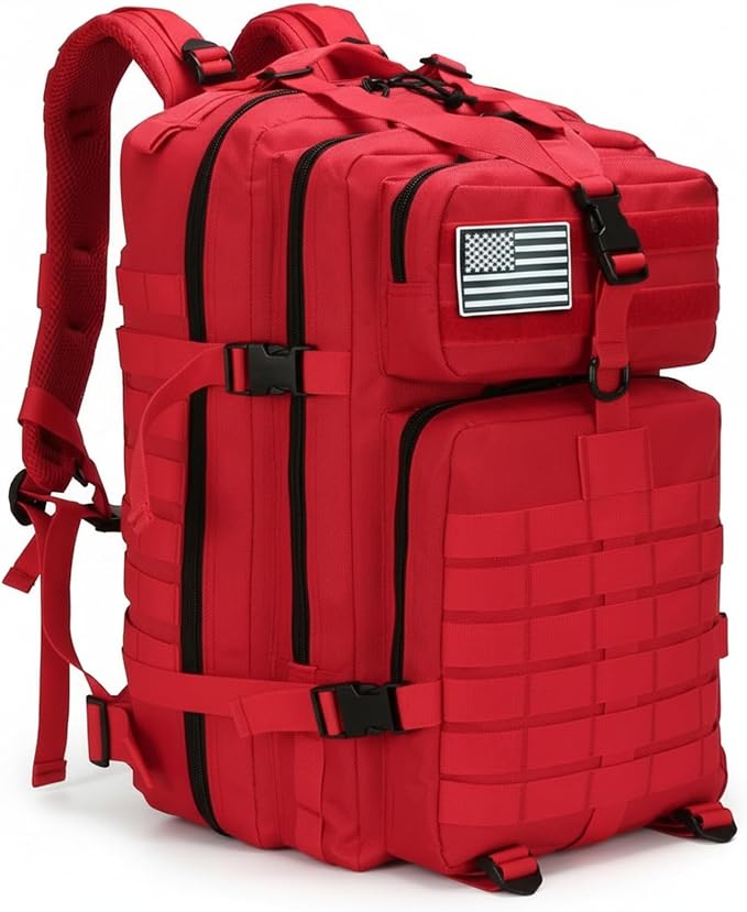 45L Military Tactical Backpack for Men &amp Women Bug Out Bag Assault pack Molle Daypack Hiking Trekking Rucksack(45L red)
