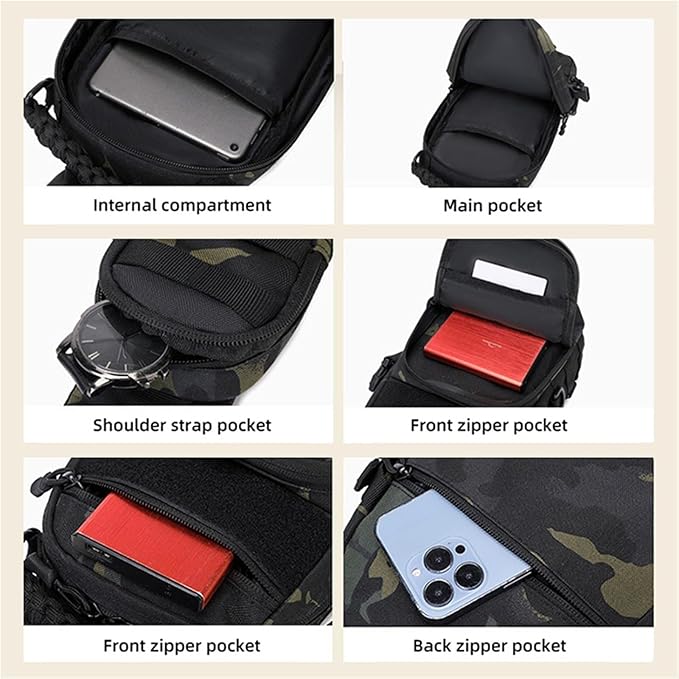 Jungle Leopard Tactical Fishing Chest Bag for Men Sports Shoulder Bags Molle Camping Climbing Hunting Fanny Pack(BLK)