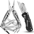 BIBURY Multi Tool &amp Utility Knife Set 21 in 1 Portable Multitool Folding Box Cutter Quick Change Blade Pocket Knife Pliers Tools for Outdoors Camping Fishing Hiking Home Repairs and Surviv