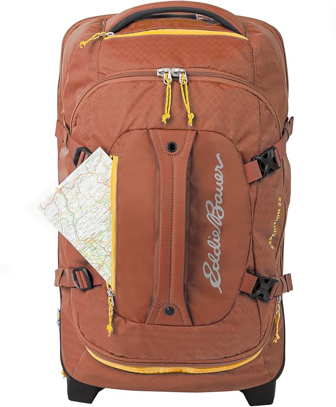 Eddie Bauer Expedition Rolling Duffel Bag with Wheels | Travel | Carry-On | Luggage | Rugged | Durable - Rust 22