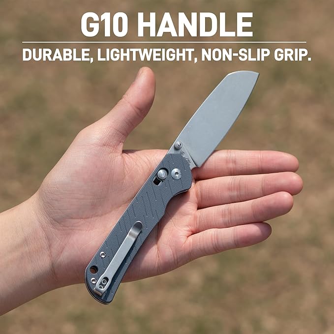 CJRB Lyrid Pocket Knife 3.15'' AR-RPM9 Steel Blade with G10 Handle Crossbar Lock Sharp EDC Knife for Men Women Camping Survival Hiking(J1953 Gray)