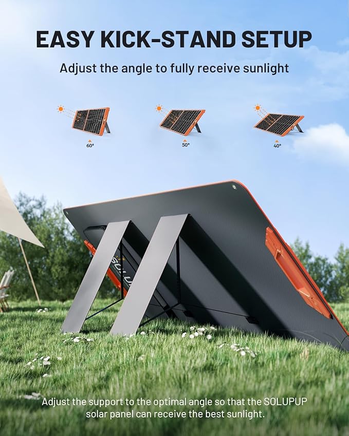 SOLUPUP 60W Portable Solar Panel Charger 23.5% High Efficiency Foldable Solar Panels for Power Station IP65 Waterproof Solar Charger with QC3.0 USB-A &amp USB-C Outputs for Outdoor Camping RV Trip