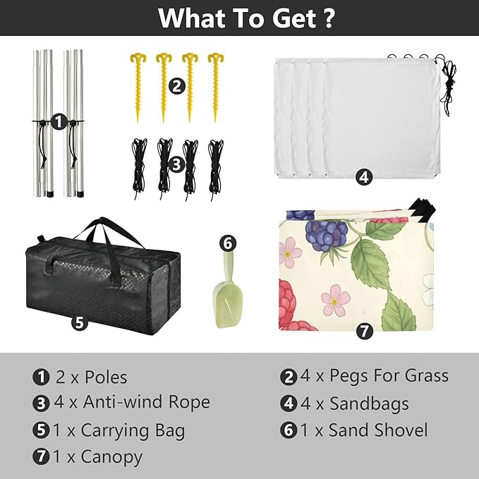 xigua Raspberry Beach Tent Sun Shelter with Carrying Bag - Silver Coated Oxford Fabric Beach Canopy for Beach Camping Fishing - Includes Windproof Ropes Sandbags &amp Stakes